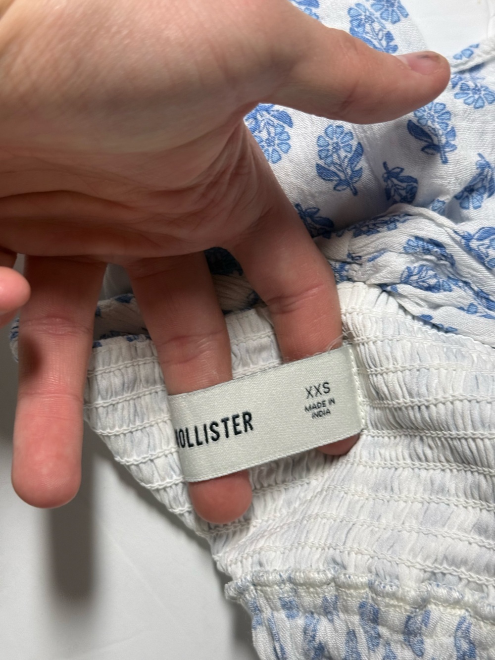 Hollister Tied Tiered Halter Babydoll Top Floral Blue and White Smock Size XXS - Picture 6 of 7